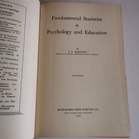 1942 Fundamental Statistics in Psychology & Education Book, Vintage Red Gilt Boo - Picture 3 of 7